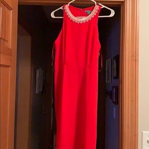 Orange, with Pearls, shift dress